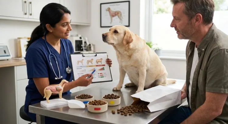 Croquettes chien en surpoids 2026 : calories, protéines et fibres